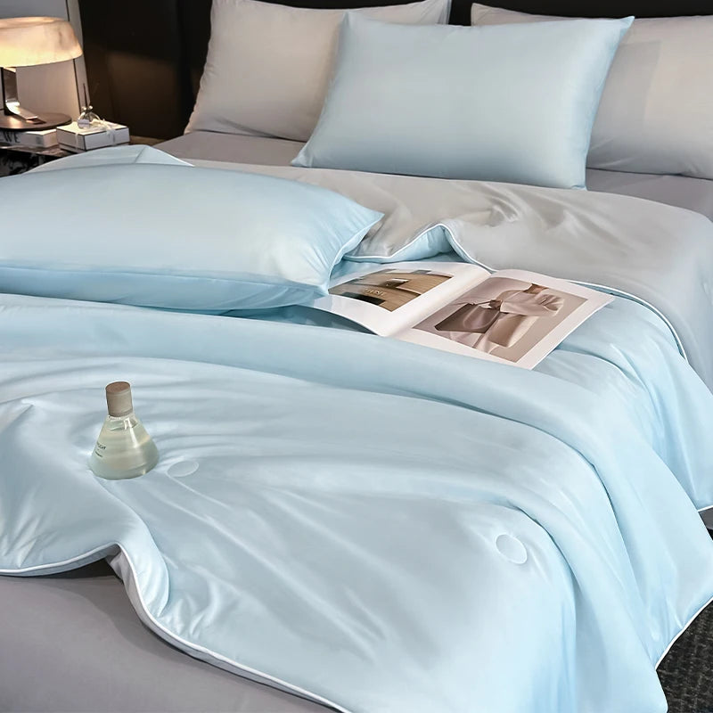 Cooling Blanket Cold Technology Bedding Summer Patchwork Quilts Soft Fashion INS Japan&Korean Green Cold Throws AB Side